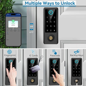 BEBASIA app control dashboard shows real-time access status and remote unlocking options.