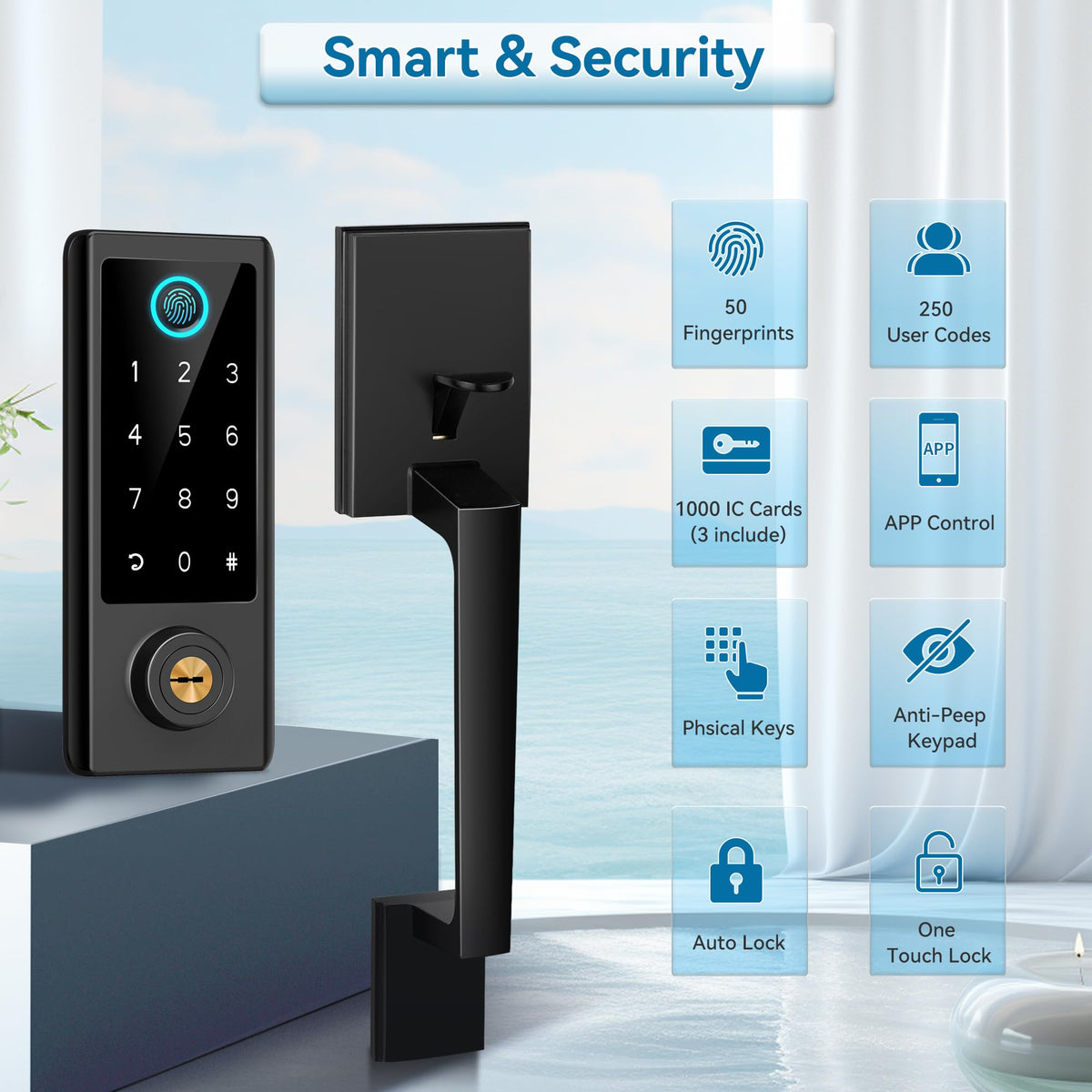 BEBASIA keyless entry door lock dashboard with passcodes and Bluetooth access.