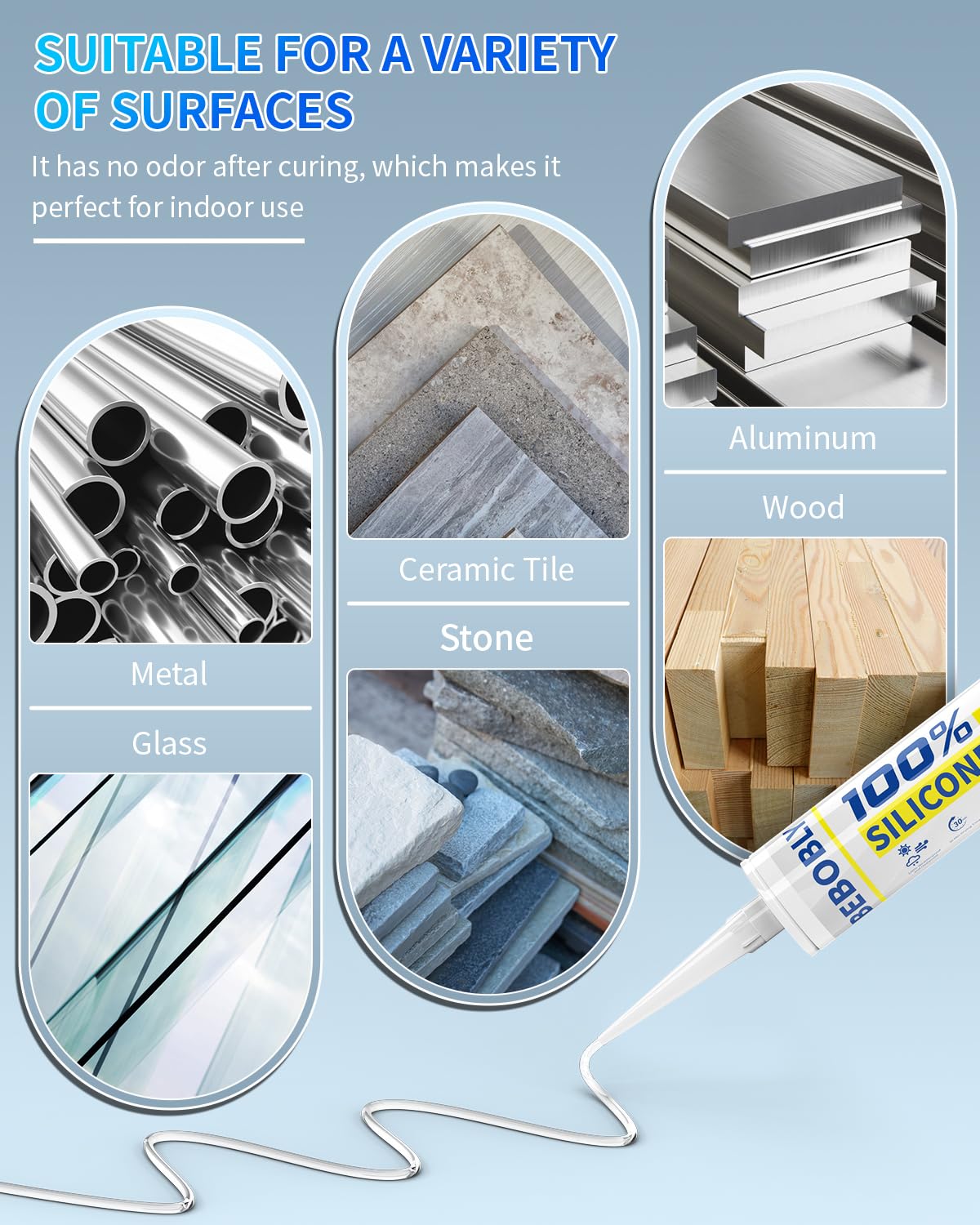 BEBOBLY clear silicone sealant suitable for RV exterior use and joints