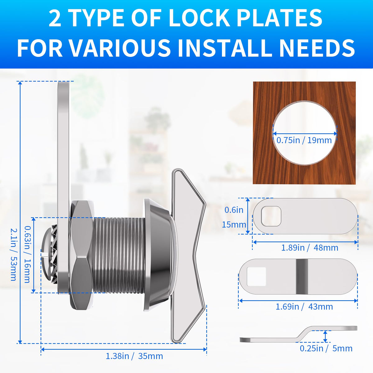 BEBOBLY five-eighth-inch lock with straight cam and arms for RV storage versatility.