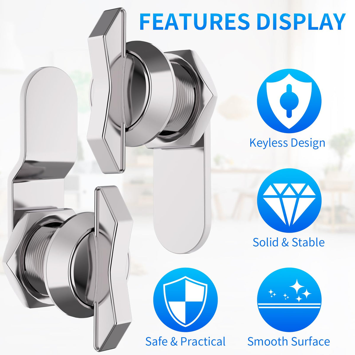 BEBOBLY zinc alloy housing close-up with chrome finish and anti-oxidation treatment.