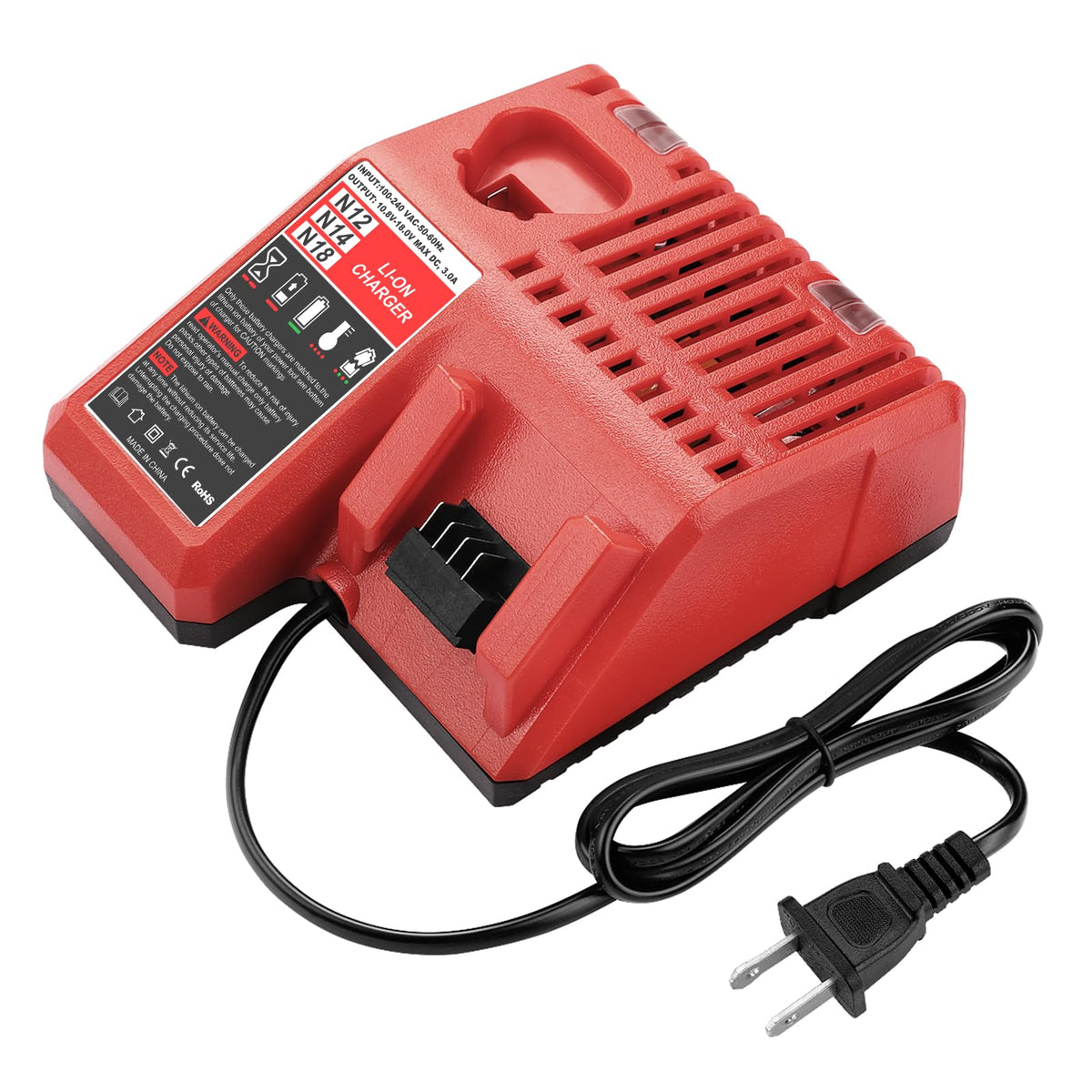 BECDXPal 18V charger on desk charges MIL-compatible batteries.