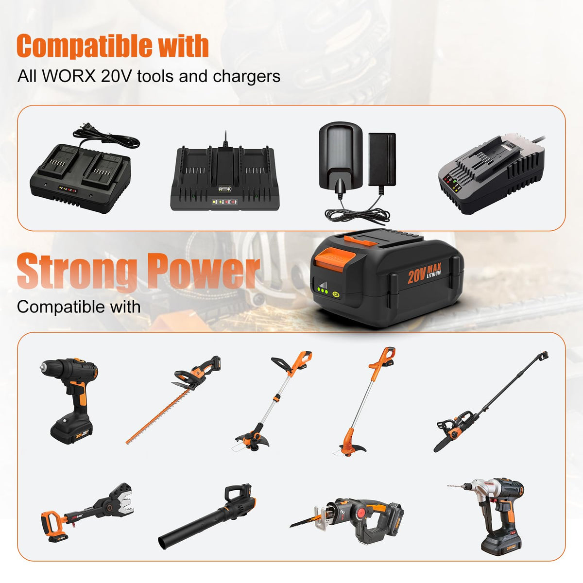 BECDXPal battery compatibility with Worx WG170 WG184 and more.