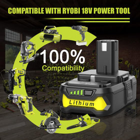 BECDXPal Ryobi 18V 4000mAh compatible with One+ chargers for fast top-ups