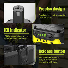 BECDXPal Ryobi 18V 4000mAh lightweight battery design for reduced fatigue
