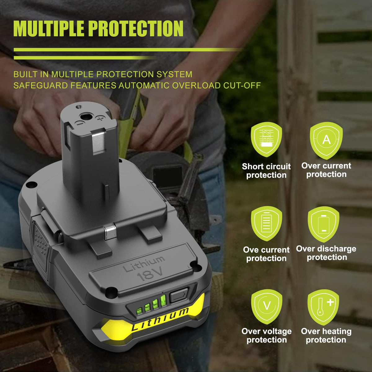 BECDXPal Ryobi 18V 4000mAh 2-pack compatible with One+ system