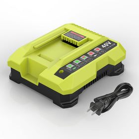 BECDXPal Ryobi 40V charger front view showing readiness for fast charging