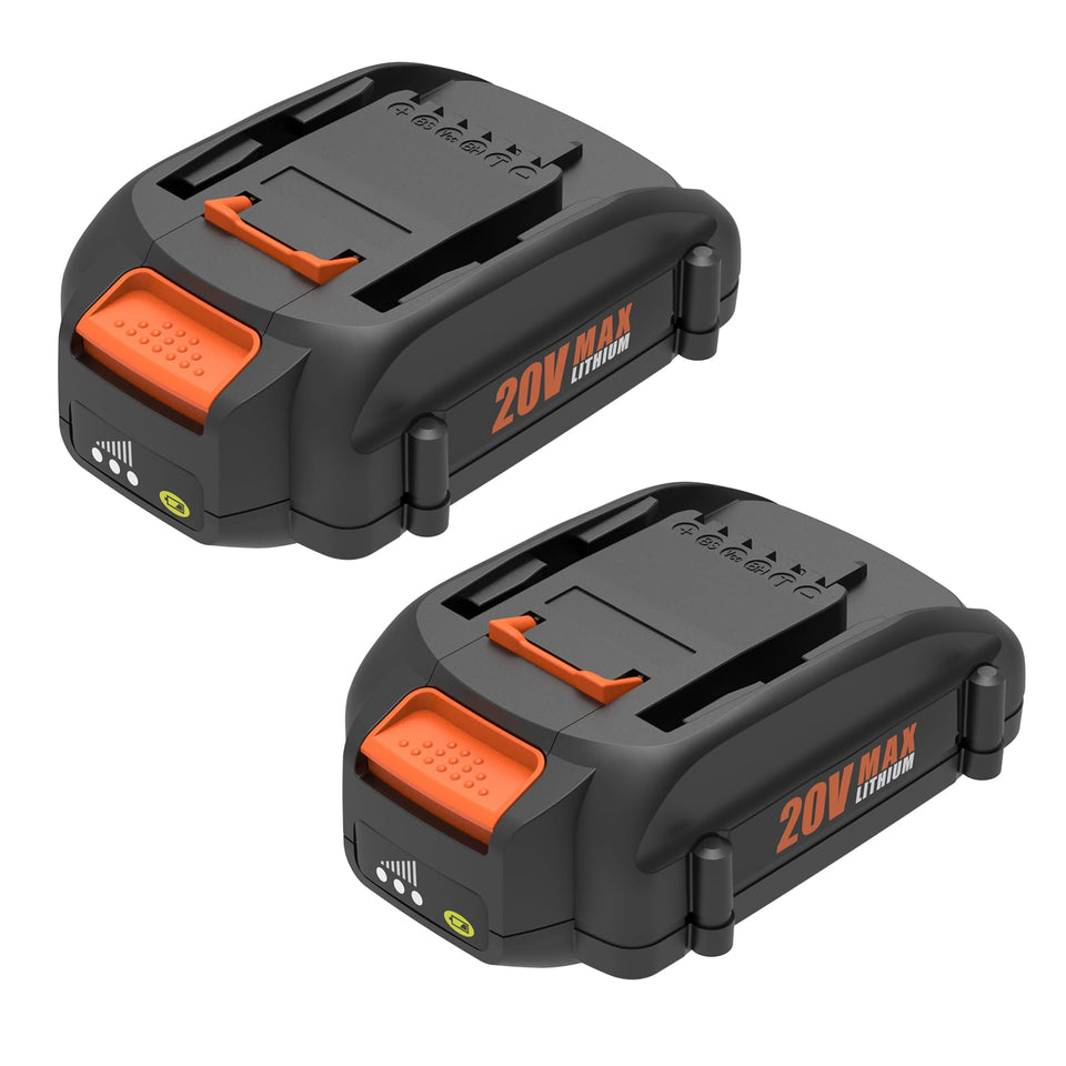 BECDXPal 2-pack Worx 20V battery exterior showing the compact form for extended tool runtime.
