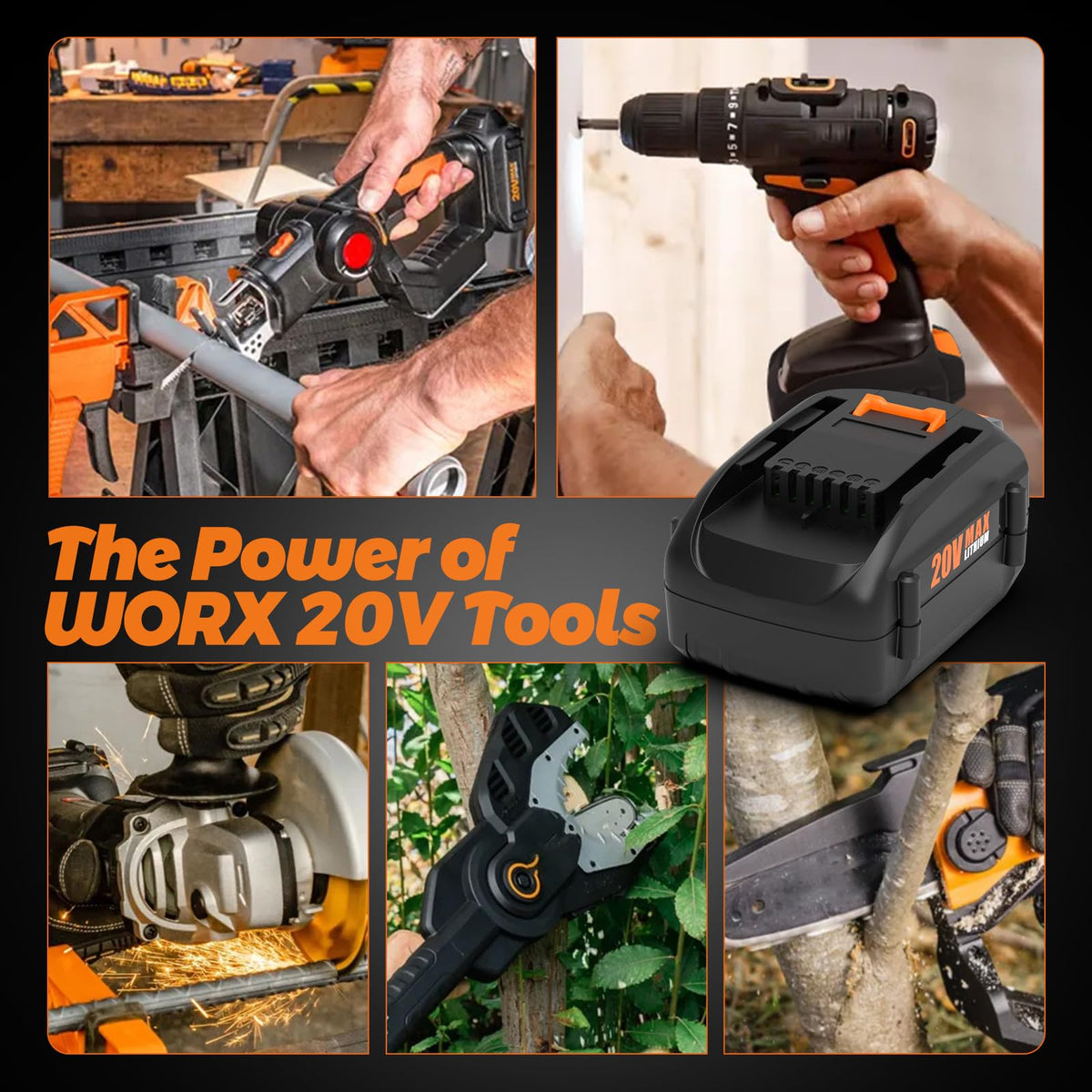 BECDXPal 6500mAh battery works with Worx 20V max models WG170, WG184, WG284