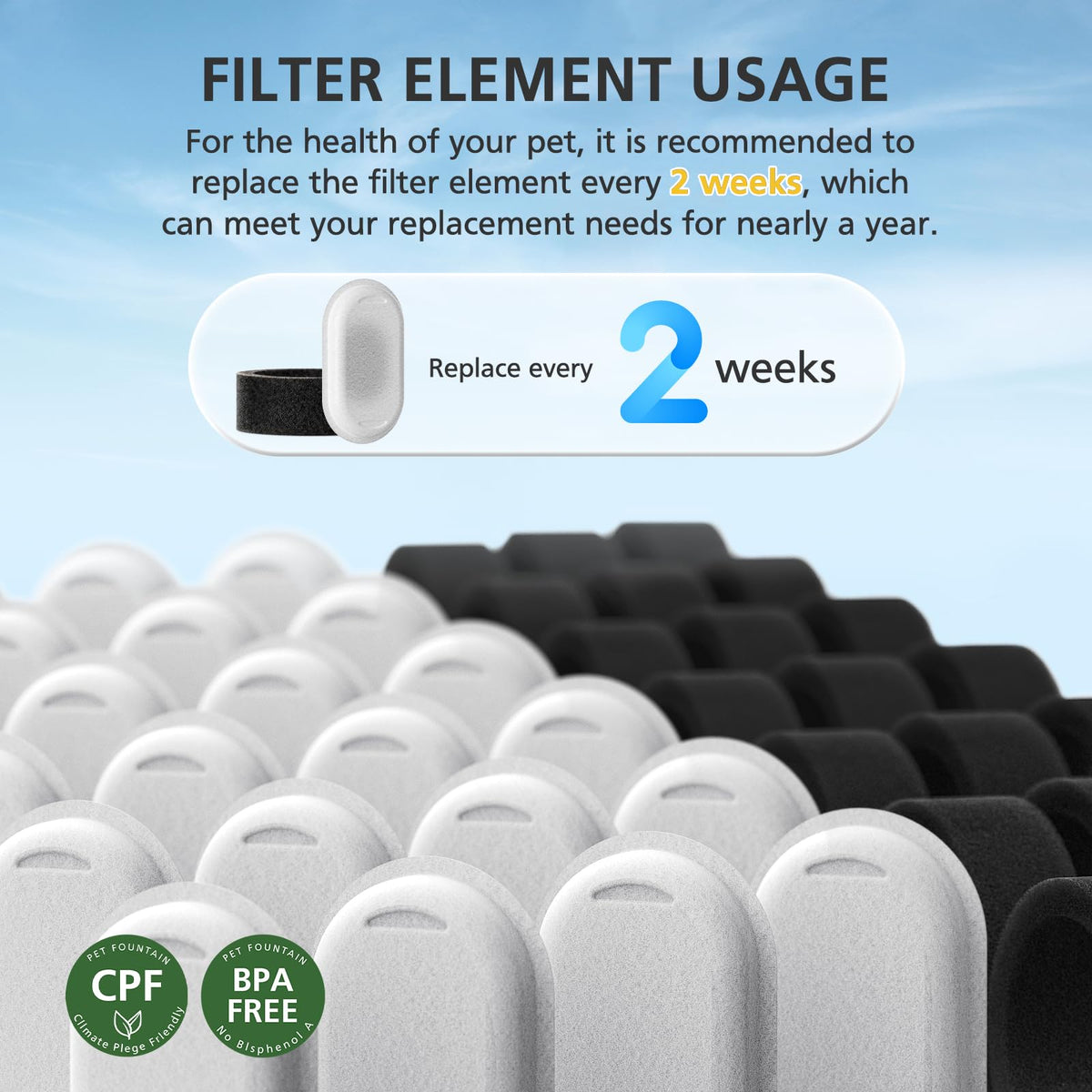 Beckacher affordable pack delivers a year of replacement filters and sponges.