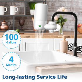 Beckacher Brita faucet filter 2-pack instruction card for quick setup.