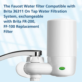 Beckacher 2-pack Brita faucet filter side view showing slim design for tight spaces.