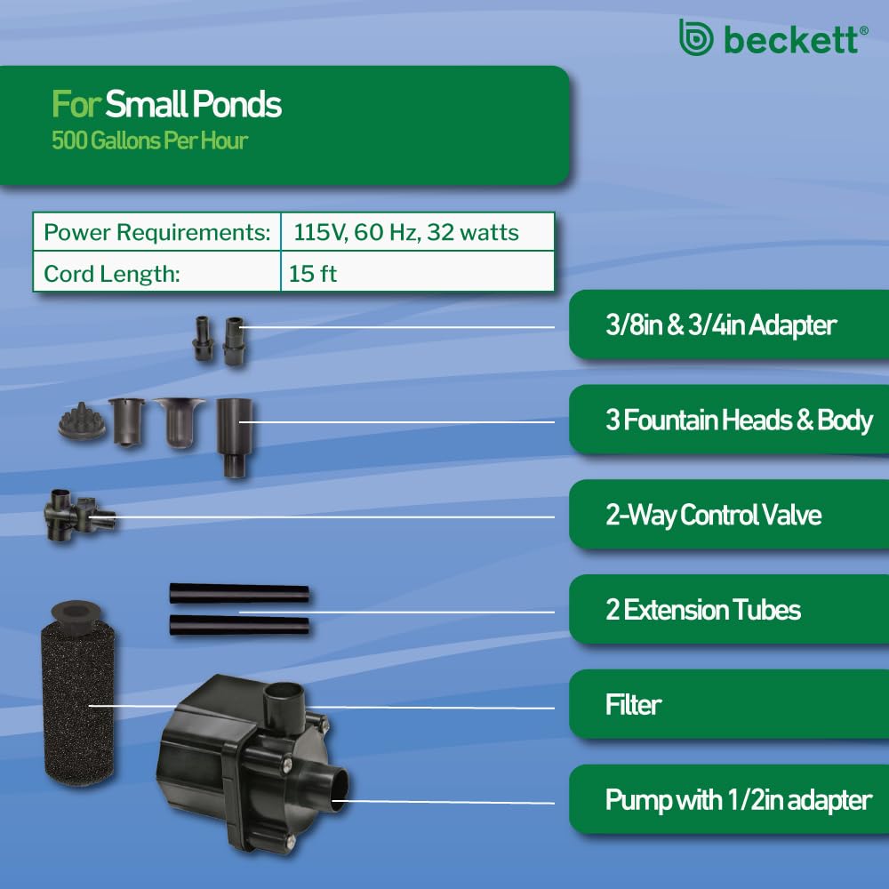 Beckett FR500 15-foot cord enables versatile pond layouts