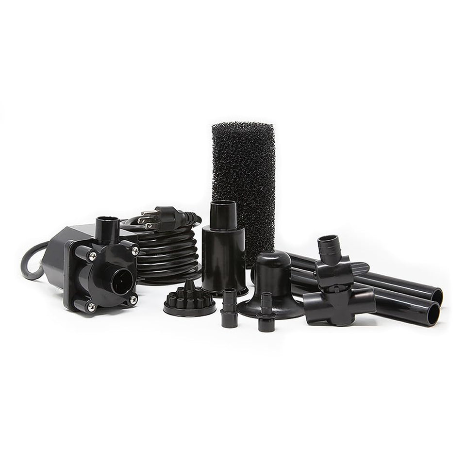 Beckett FR500 front view shows compact submersible pump for small ponds