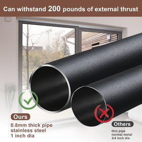 BeBecome sliding door bar with rubber tips protects surfaces and prevents scratches