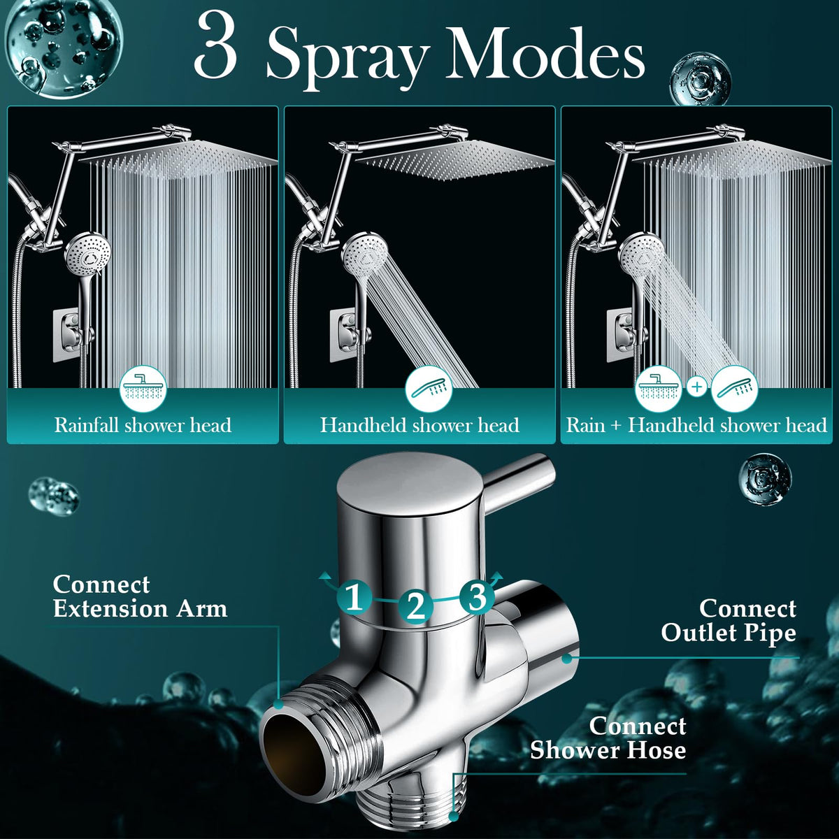 Beekim handheld 5-setting shower head for targeted rinsing.