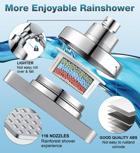 Beekim six-inch rain shower head with 116 nozzles covers more area
