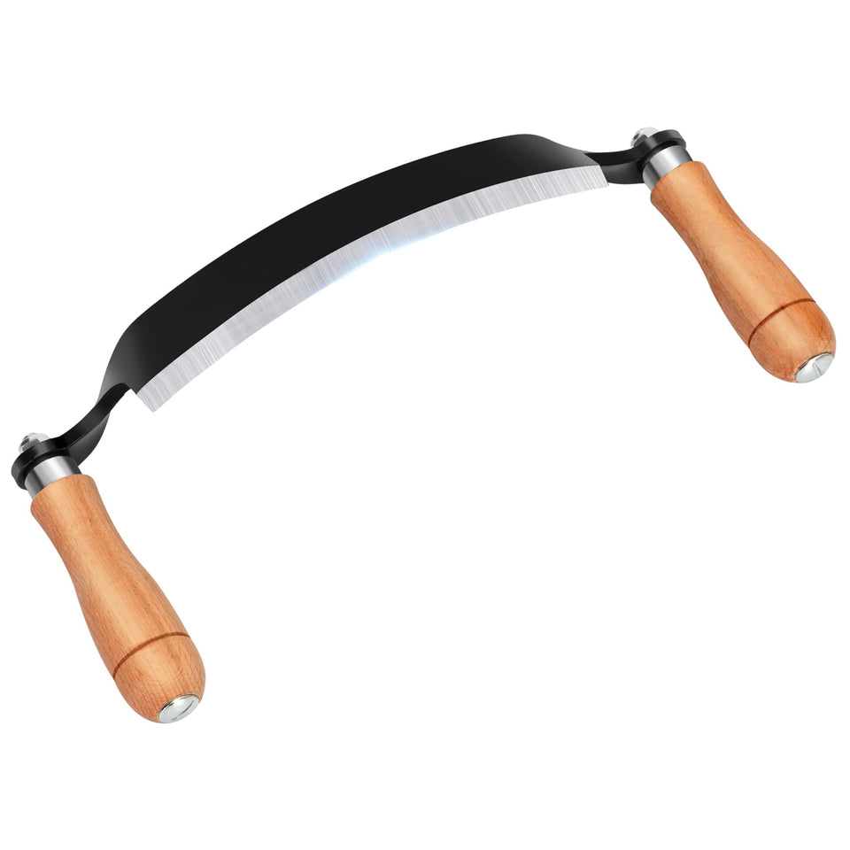 Beendou draw knife with a 10-inch curved edge for efficient bark removal.
