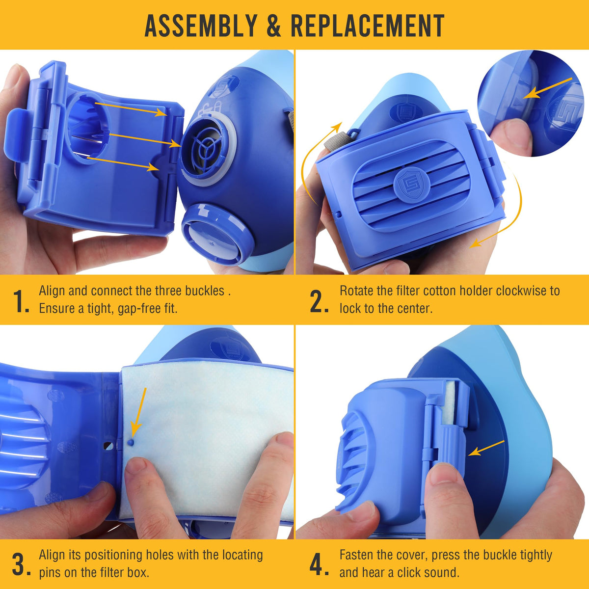 BEESAFETY activated-carbon-filter-cartridges enable gas and vapor protection when needed.
