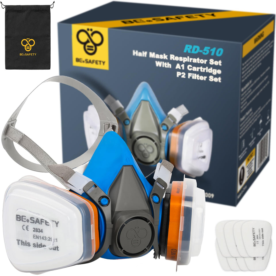 BEESAFETY RD-510 half-face respirator worn for comfortable protection during painting or sanding