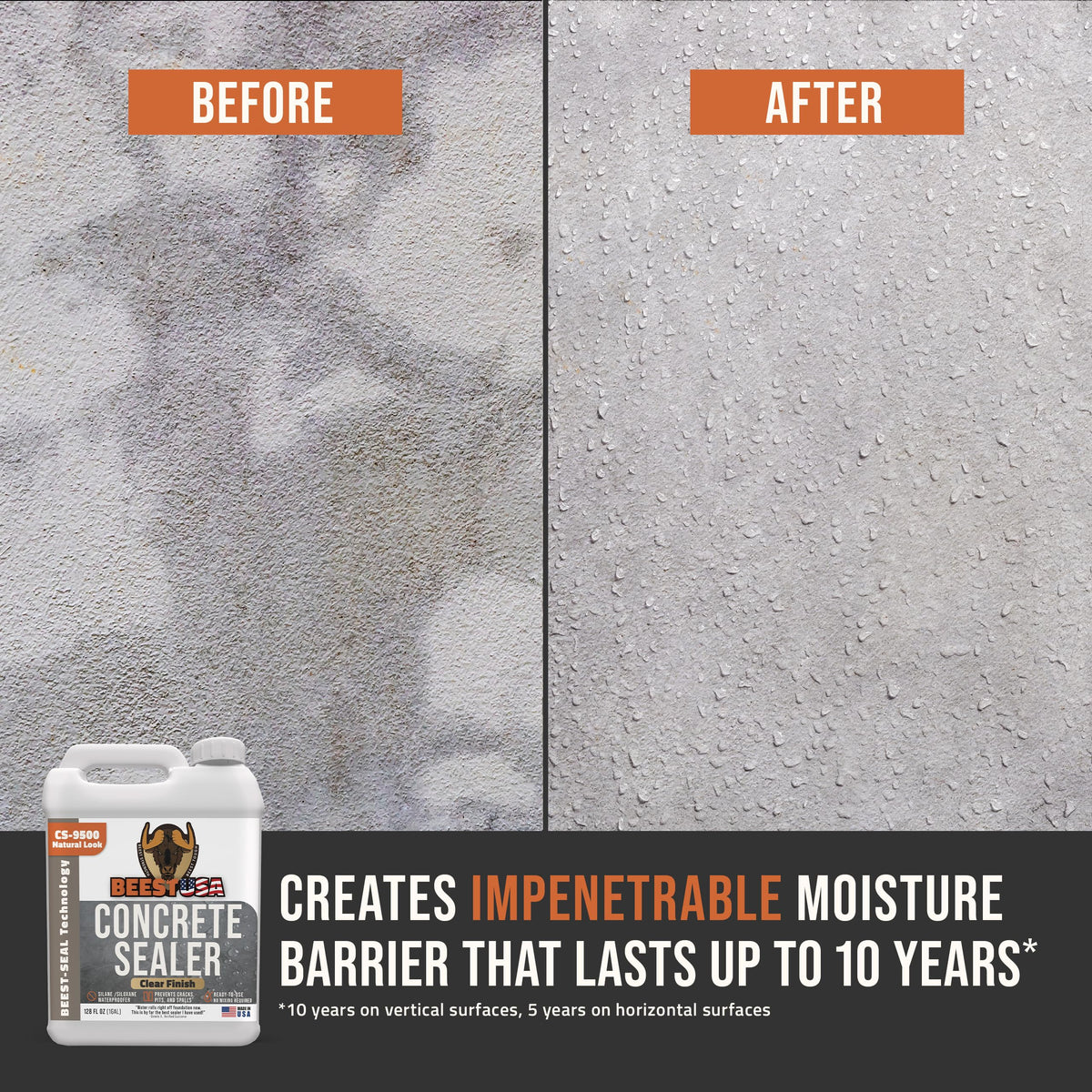 BEEST CS-9500 bottle application on concrete demonstrates deep penetration for durable sealing.