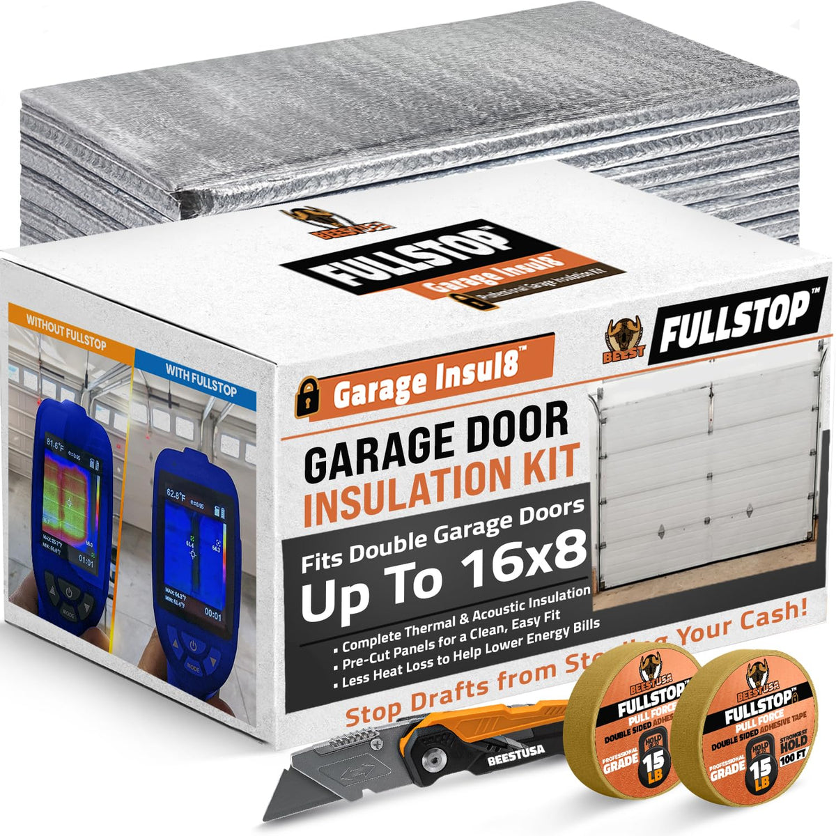 BEEST FULLSTOP insulation panel 24x48 on door for improved indoor temperature