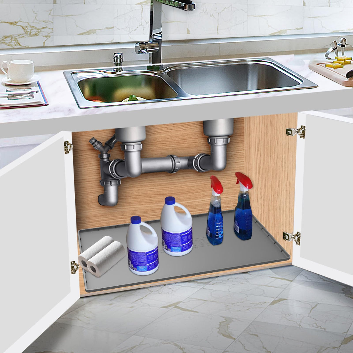 BeesVo cool grey mat design complements modern kitchens while providing protection