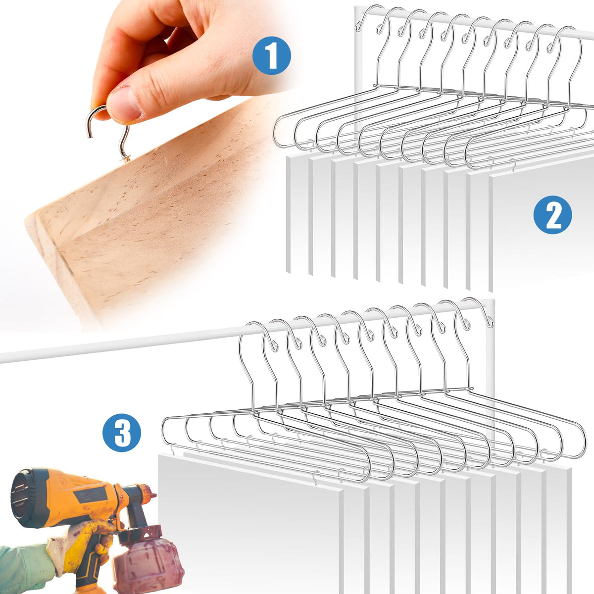 Beeveer screw-in cup hooks offer secure drying support for cabinet doors.