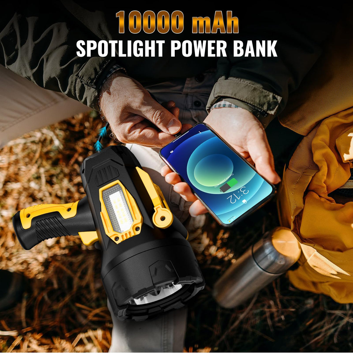 BEFAMALI 10,000mAh battery indicator shows charge level on the spotlight.