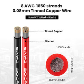 Beffkkip 8 AWG black silicone wire 10 ft, durable power lead