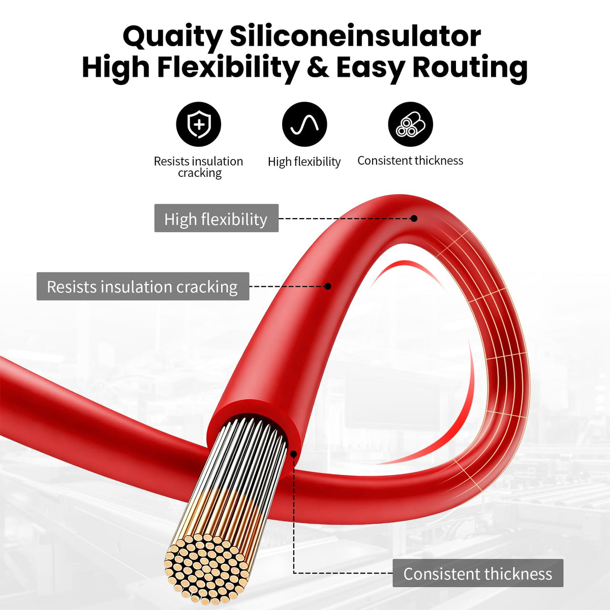 Beffkkip 8 AWG silicone wire copper core detail for conductivity