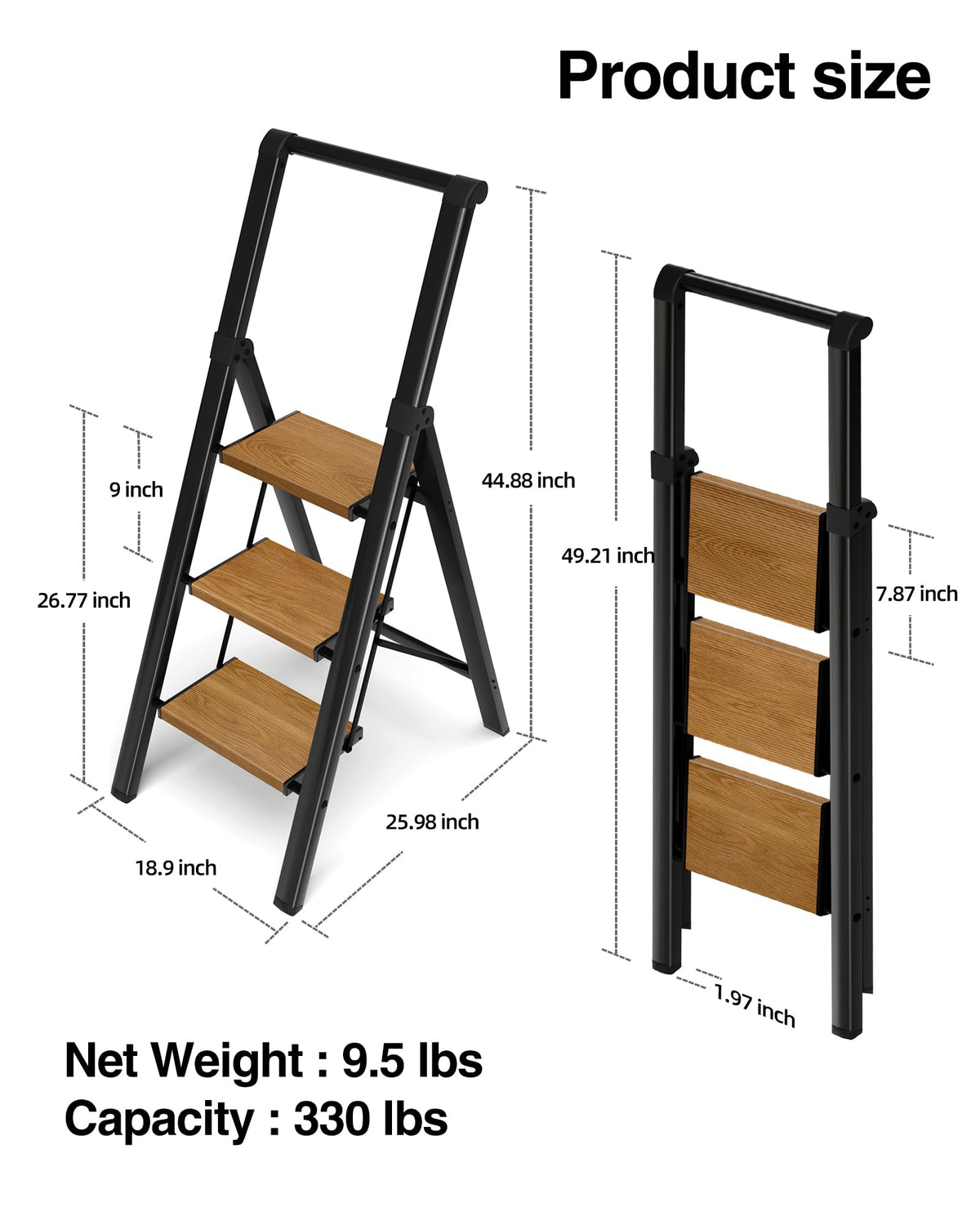 BEFITMACE ladder with 330 lbs capacity for everyday home use