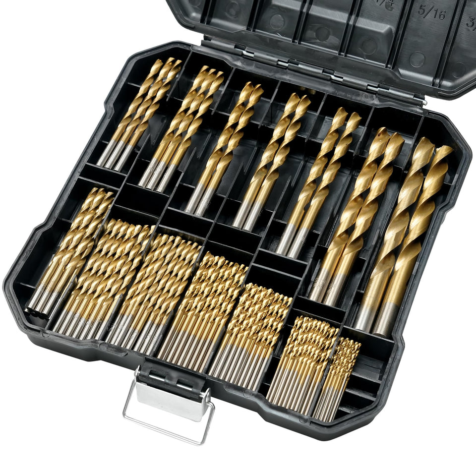 BeHappy 99 Pcs Drill Bit Set case open showing organized bits for quick access.