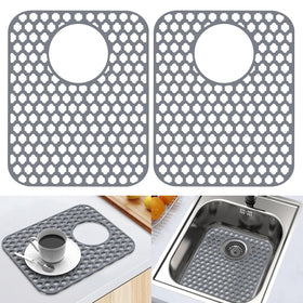 BEHOK silicone sink mat gray closeup grid protects sink surfaces from scratches.