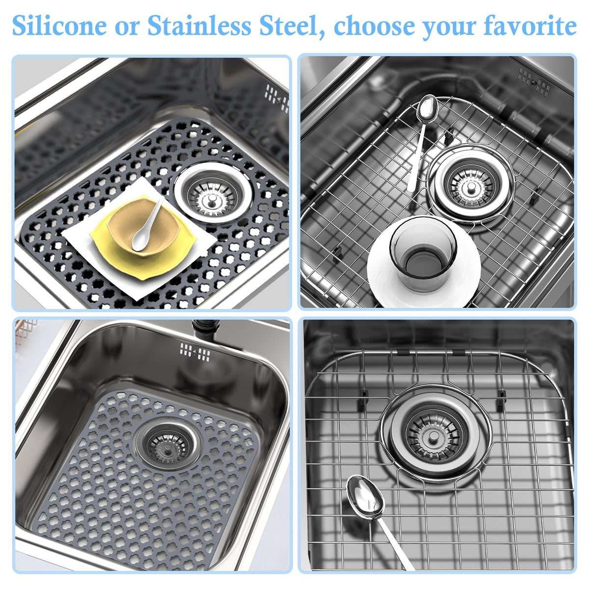 BEHOK silicone sink mat gray front view for sleek kitchen design.