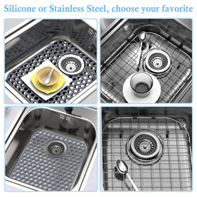 BEHOK silicone sink mat gray front view for sleek kitchen design.