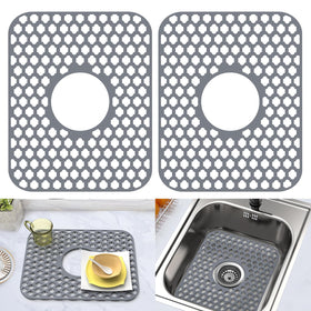 BEHOK grid-pattern silicone sink protector, top view, guards sink from scratches.