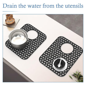 BEHOK silicone sink protector rear-drain design emphasizes easy water flow and setup