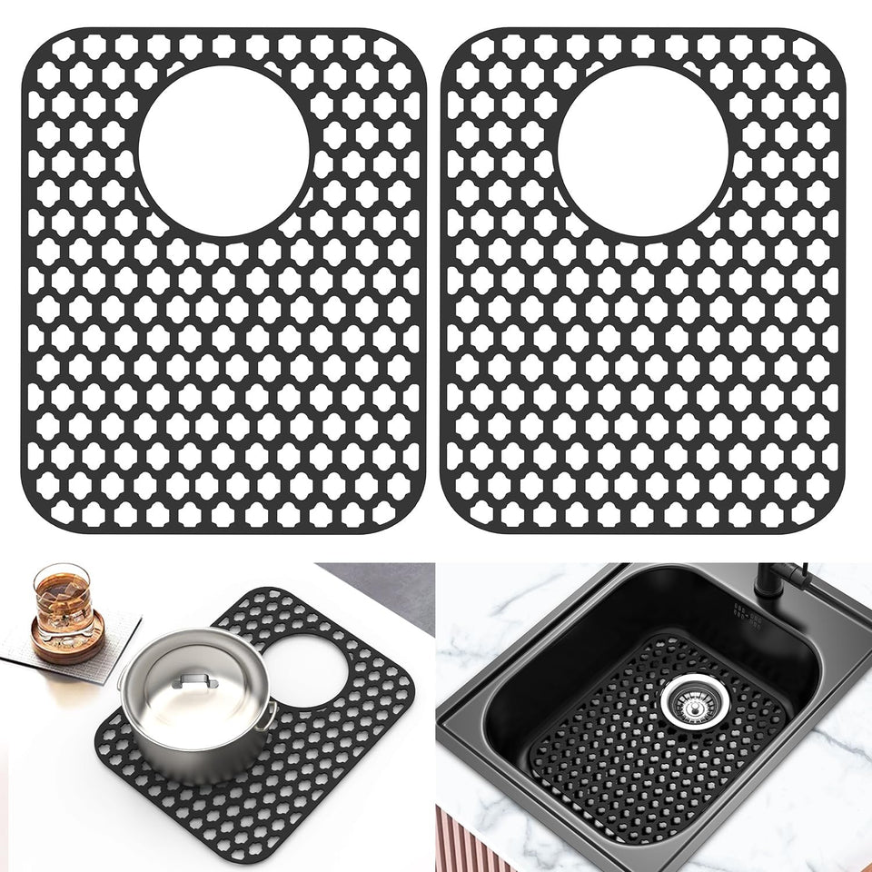 BEHOK silicone sink protector two-pack full-view demonstrates durable protection for busy sinks