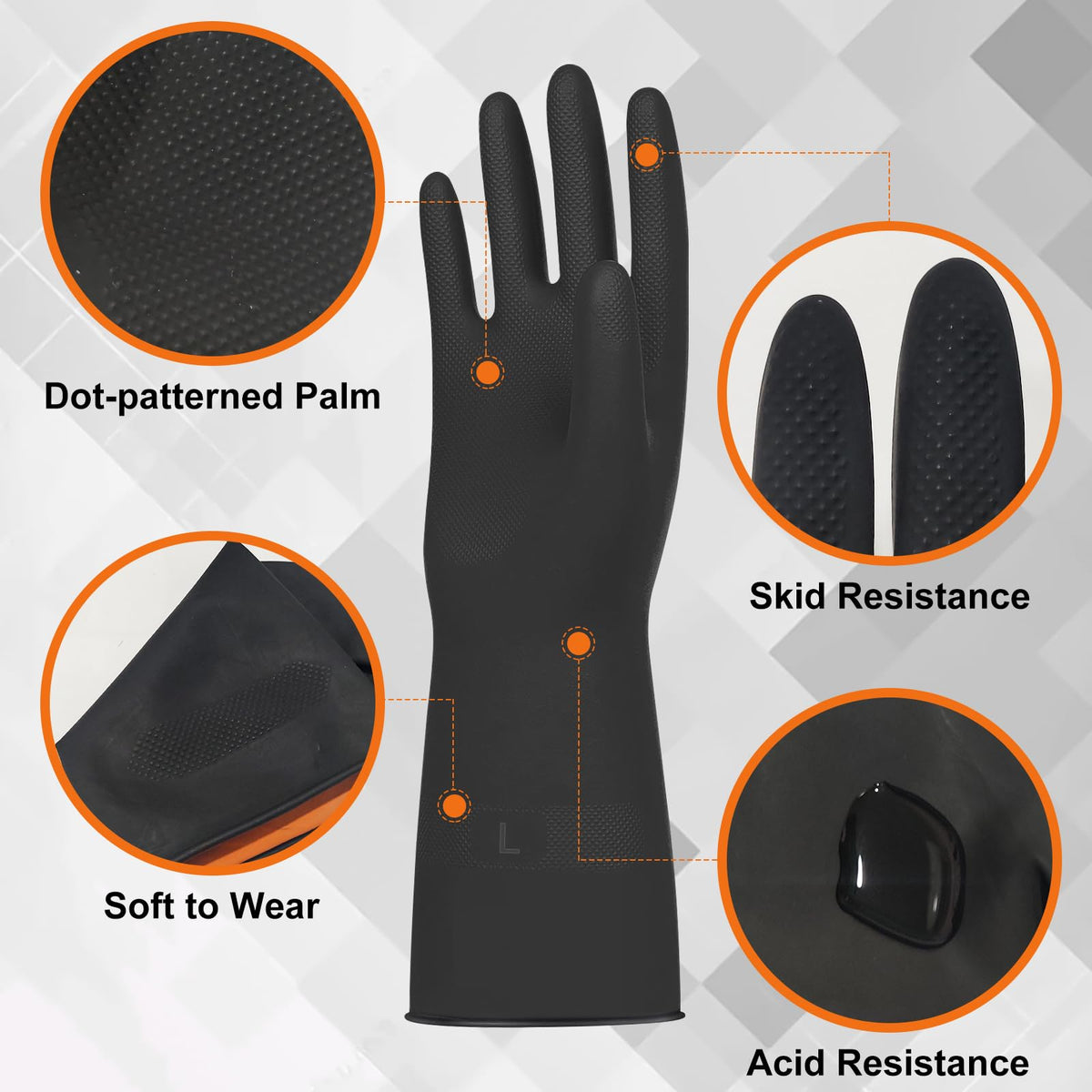 Beieverluck black dishwashing gloves providing splash protection and dexterity