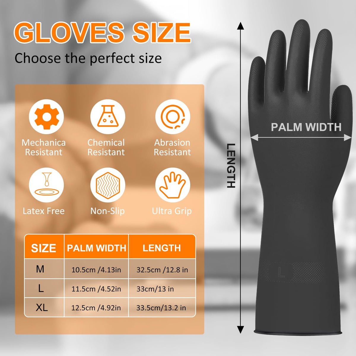 Beieverluck heavy-duty rubber gloves with textured palm for secure grip