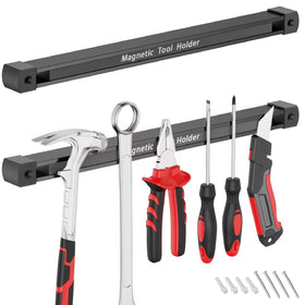 BEILITEMAG double-sided magnetic tool holder mounted on wall for easy garage access.