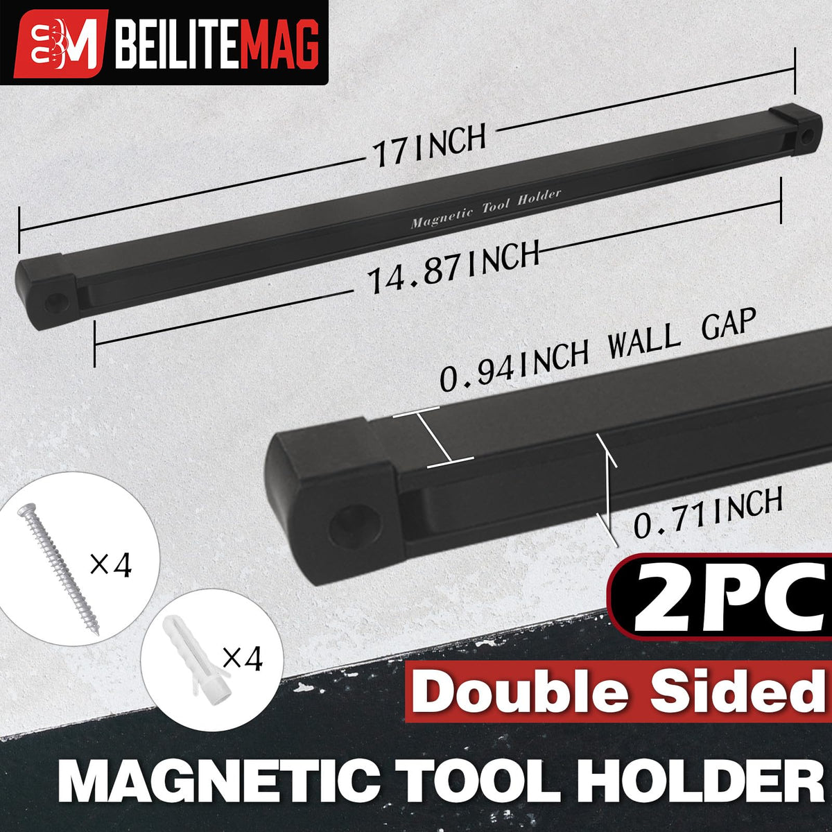 BEILITEMAG space-saving 17-inch magnetic bar in a garage workspace