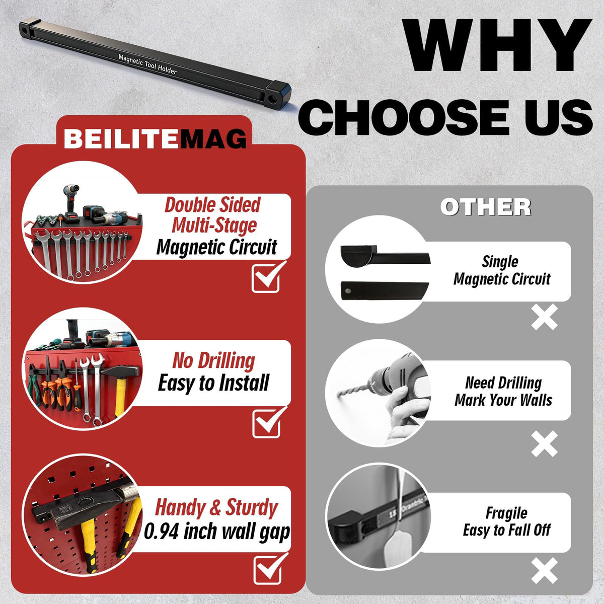 BEILITEMAG sturdy construction with easy release and knuckle protection
