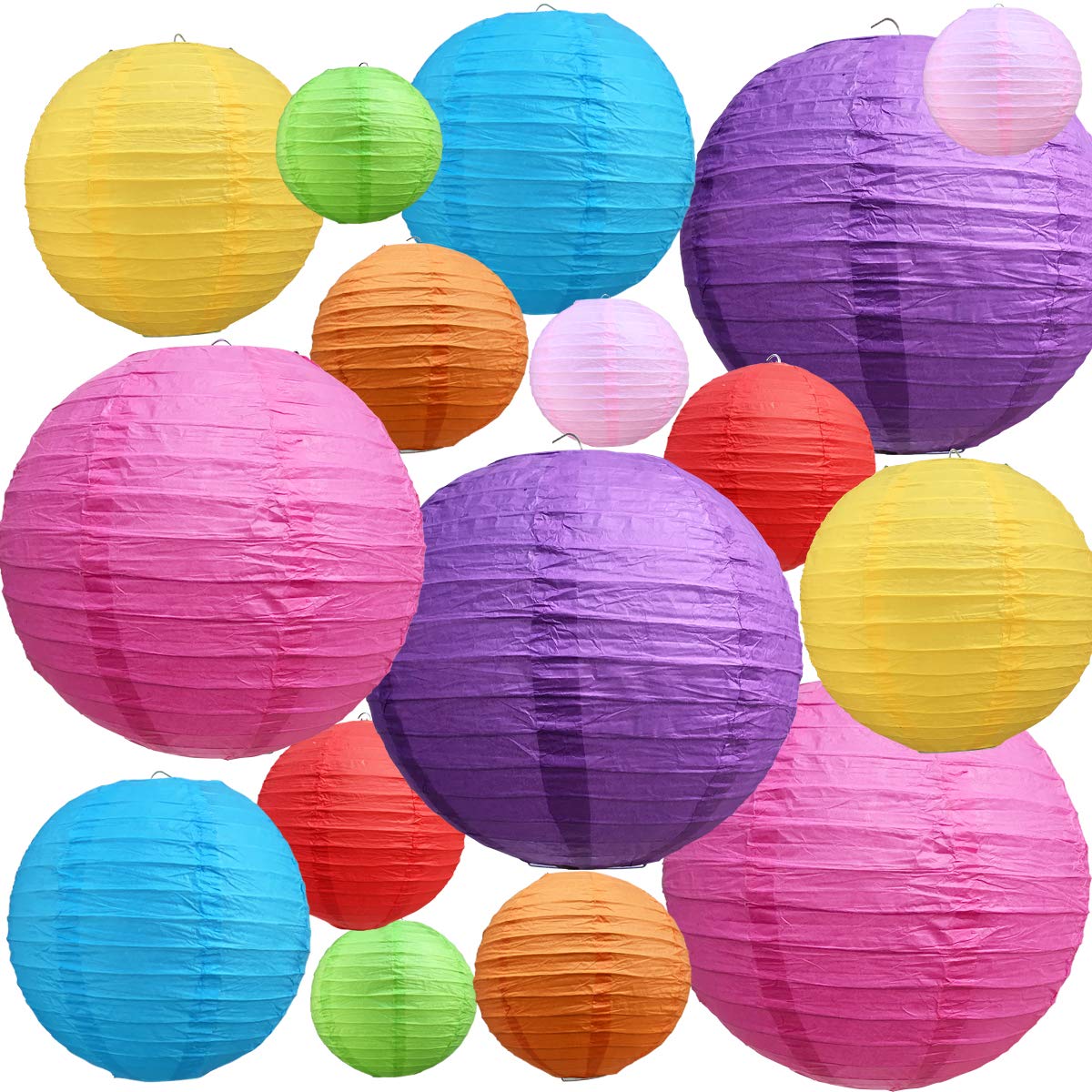 BEISHIDA 16pc colorful lanterns set in multiple sizes for versatile decor