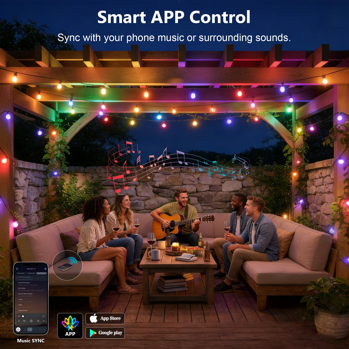 Beizelte music-sync app lighting for beat-driven outdoor experiences.