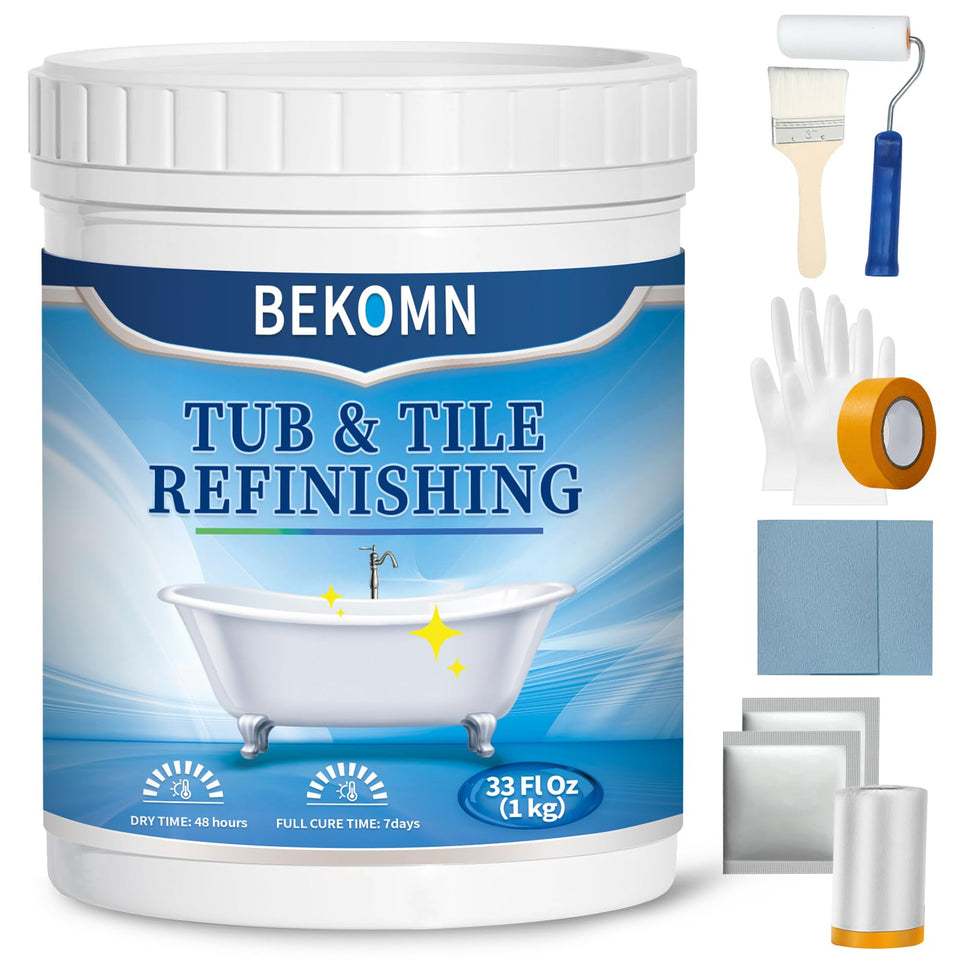 BEKOMN tub paint kit packaging shown for easy at-home refinishing