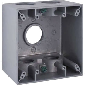 BELL 5388-0 two-gang weatherproof deep box front view for outdoor outlets