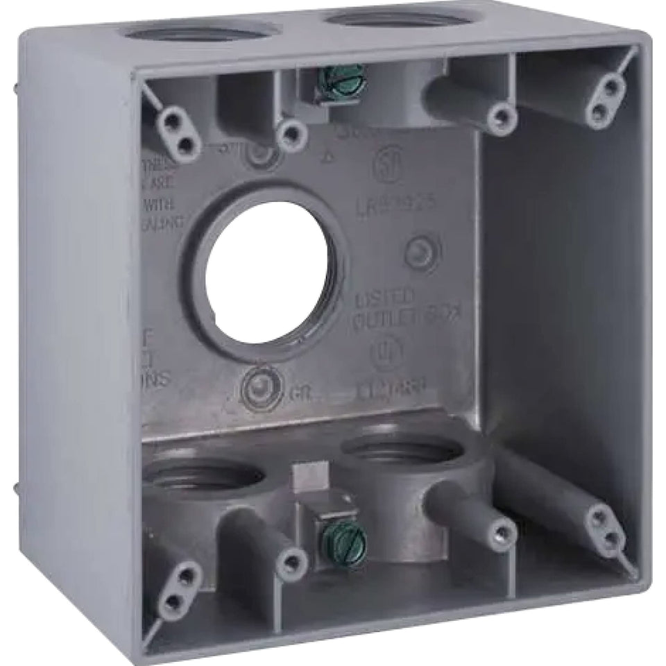 BELL 5388-0 two-gang weatherproof deep box front view for outdoor outlets