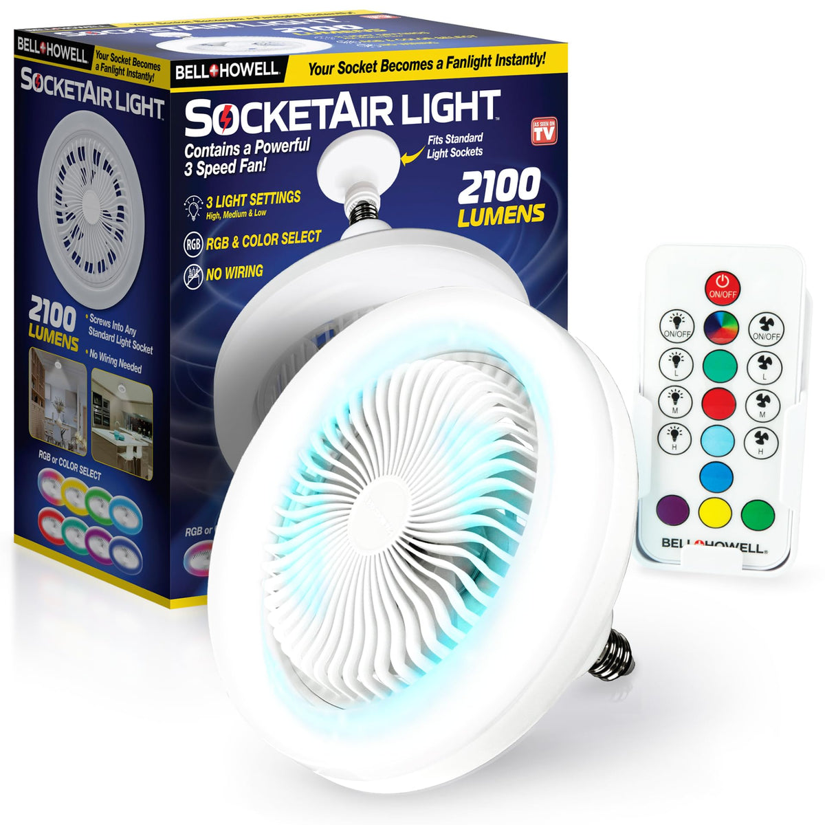 Bell+Howell SocketAir installation into a standard socket enables quick setup.